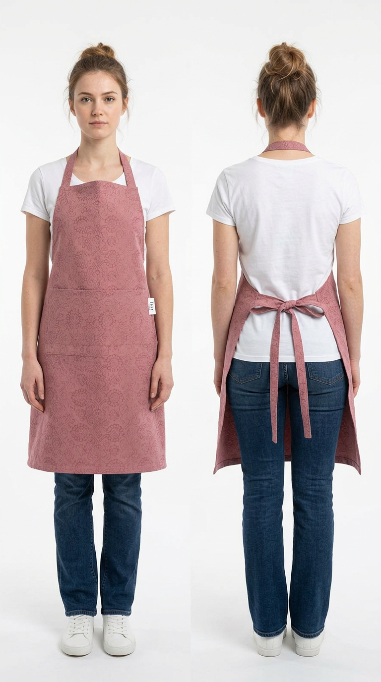 Women Hemp/Silk Apron in Cayenne & Brick Colors